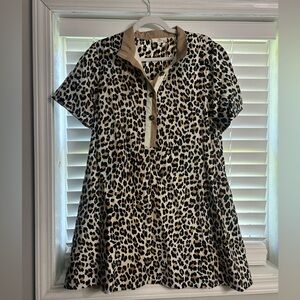Entro Leopard Print Dress with Tan Accents
